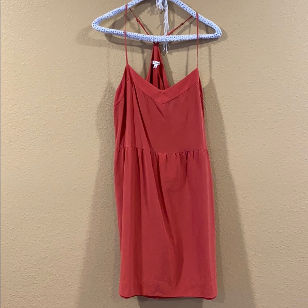 Silk dress with razor back and pockets